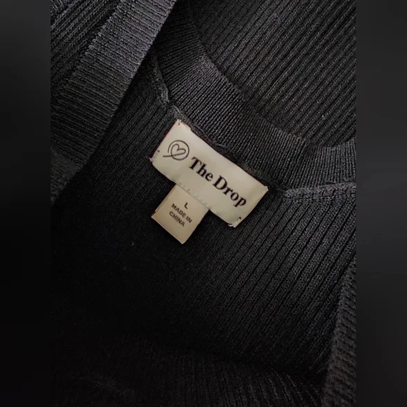 The Drop Dress, Women's Large Black The Drop Ribbed Midi Tank Dress - Picture 7 of 7